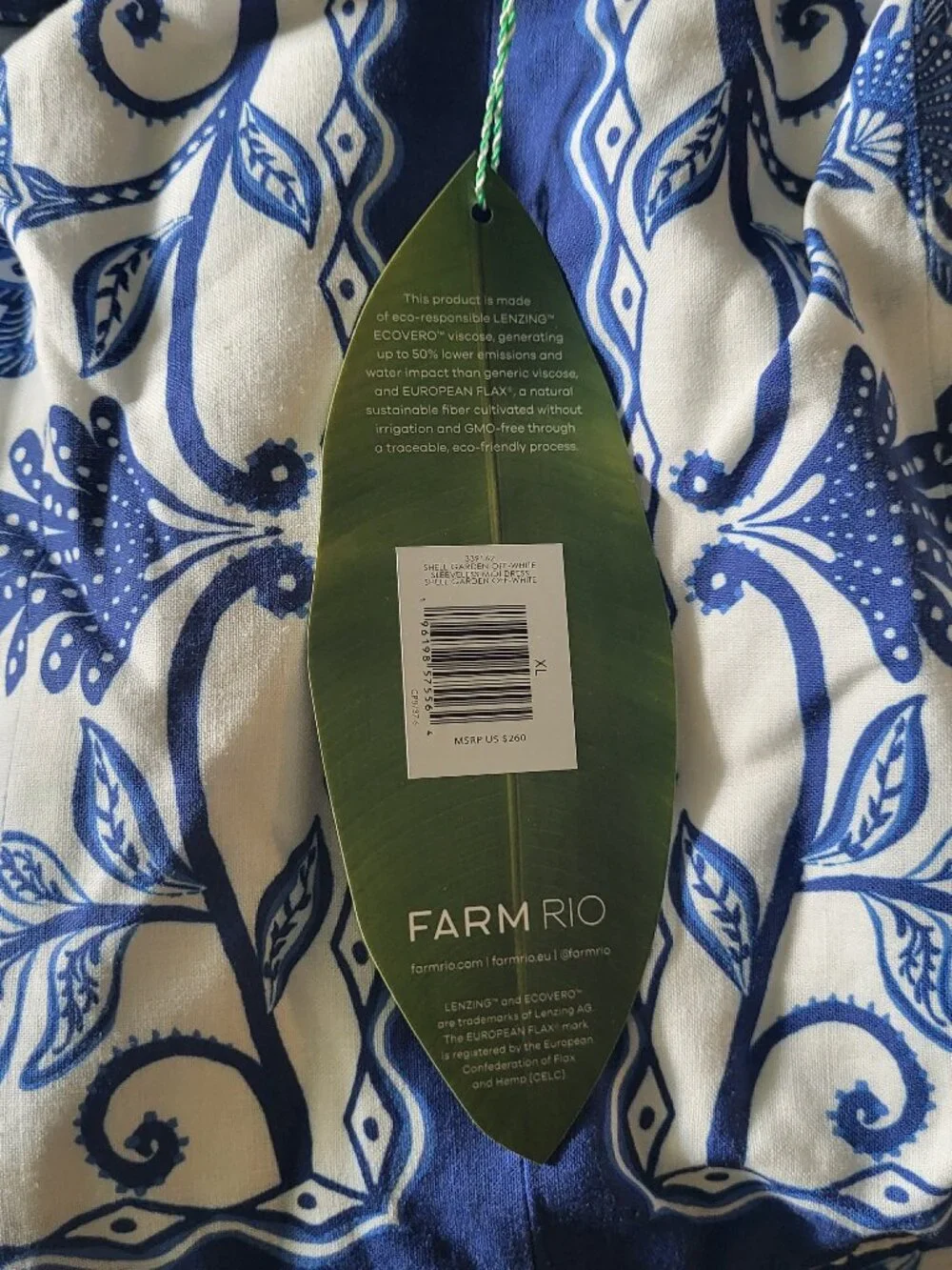 Farm Rio Off-White and Blue Floral Shell Garden Midi Dress Soze XL - Picture 12 of 12